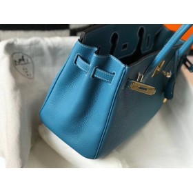 Hermes Birkin 30cm Bag In Jean Blue Clemence Leather GHW