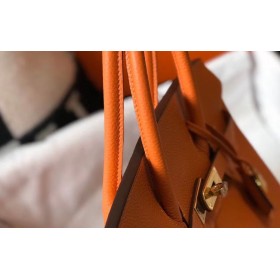 Hermes Birkin 30cm Bag In Orange Clemence Leather GHW