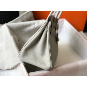 Hermes Birkin 30cm Bag In Pearl Grey Clemence Leather GHW