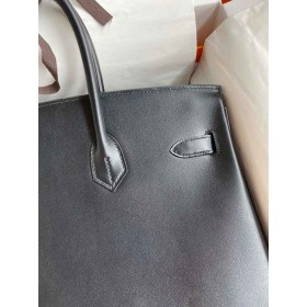 Hermes Birkin 35 Retourne Handmade Bag In Black Box Calfskin