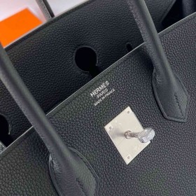Hermes Birkin 35 Retourne Handmade Bag in Black Clemence Leather