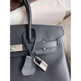 Hermes Birkin 35 Retourne Handmade Bag in Black Epsom Calfskin