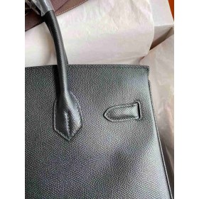Hermes Birkin 35 Retourne Handmade Bag in Black Epsom Calfskin