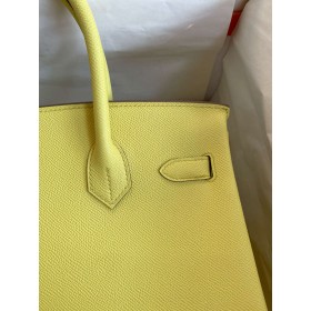 Hermes Birkin 35 Retourne Handmade Bag in Lime Epsom Calfskin