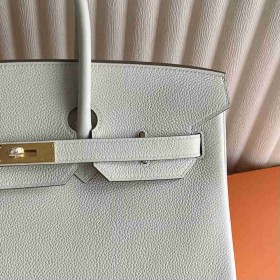 Hermes Birkin 35 Retourne Handmade Bag in Mushroom Clemence Leather