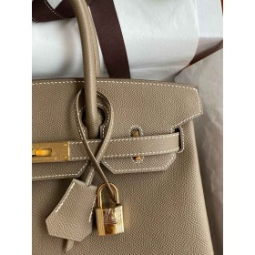 Hermes Birkin 35 Retourne Handmade Bag in Taupe Epsom Calfskin