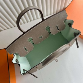 Hermes Birkin 35 Verso Retourne Handmade Bag in Etoupe Epsom Calfskin