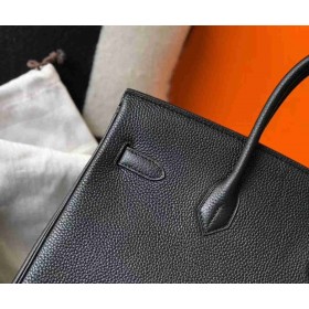 Hermes Birkin 35cm Bag In Black Clemence Leather GHW