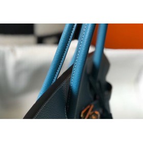 Hermes Birkin 35cm Bag In Blue Jean Clemence Leather GHW