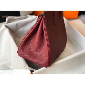 Hermes Birkin 35cm Bag In Bordeaux Clemence Leather GHW