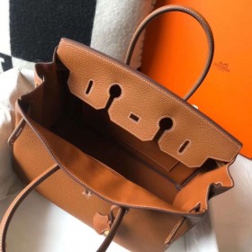 Hermes Birkin 35cm Bag In Gold Clemence Leather GHW