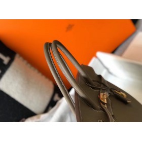 Hermes Birkin 35cm Bag In Taupe Grey Clemence Leather GHW