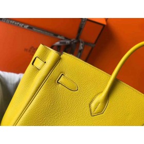 Hermes Birkin 35cm Bag In Yellow Clemence Leather GHW