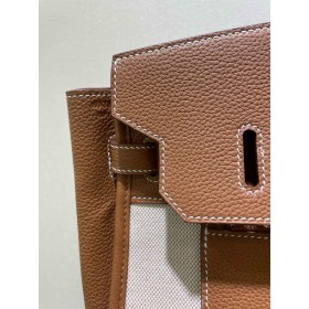 Hermes Birkin a l'envers 35 Bag in Gold Clemence Leather and Canvas