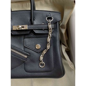 Hermes Birkin Rock 25 Handmade Bag in Black Volupto Leather