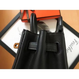 Hermes Birkin 25 Handmade Bag In Black Swift Leather