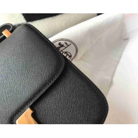 Hermes Black Constance MM 24cm Epsom Leather Bag