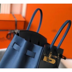 Hermes Blue Agate Clemence Birkin 30cm Bag