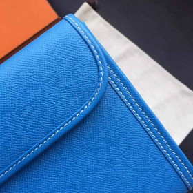 Hermes Jige Elan 29 Clutch Bag In Blue Epsom Calfskin
