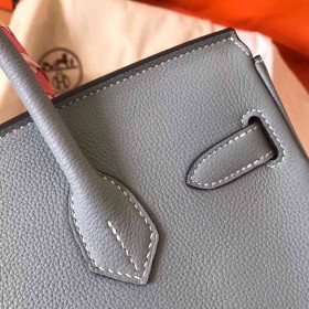 Hermes Birkin 30 Handmade Bag In Blue Lin Clemence Leather