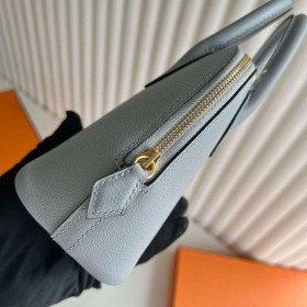 Hermes Bolide 1923 Mini Handmade Bag in Blue Glacier Evercolor Calfskin