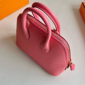 Hermes Bolide 1923 Mini Handmade Bag in Rose Azalee Chevre Mysore Goatskin