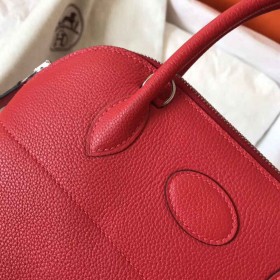 Hermes Bolide 31 Handmade Bag In Red Clemence Leather