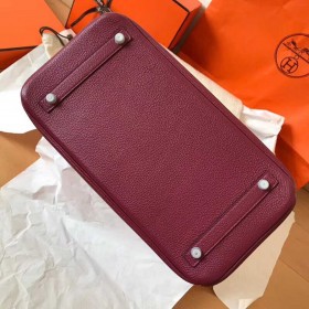 Hermes Birkin 35 Handmade Bag In Bordeaux Clemence Leather