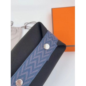 Hermes Bride-a-Brac Large Case in Black Canvas with Zigzag Motifs