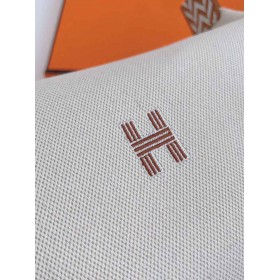Hermes Bride-a-Brac Large Case in Ecru Canvas with Brown Zigzag Motifs