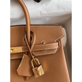 Hermes Birkin 25 Handmade Bag In Brown Clemence Leather