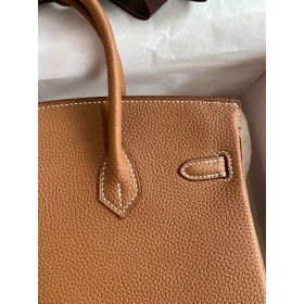 Hermes Birkin 25 Handmade Bag In Brown Clemence Leather