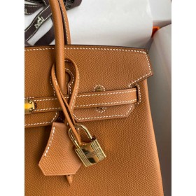 Hermes Birkin 25 Handmade Bag In Gold Epsom Calfskin
