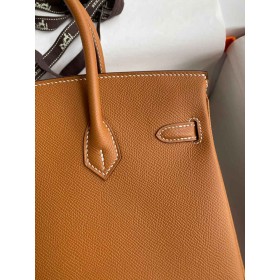 Hermes Birkin 25 Handmade Bag In Gold Epsom Calfskin