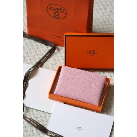 Hermes Calvi Duo Card Holder in Mauve Sylvestre Epsom Calfskin