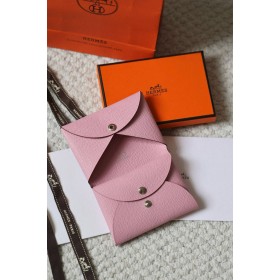 Hermes Calvi Duo Card Holder in Mauve Sylvestre Epsom Calfskin