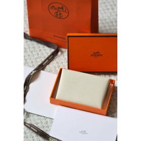 Hermes Calvi Duo Card Holder in Mushroom Mysore Goatskin