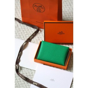 Hermes Calvi Duo Verso Card Holder in Menthe Mysore Goatskin