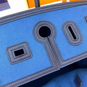Hermes Cargo Birkin 35cm Limited-edition Bag in Blue Canvas