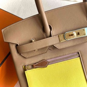 Hermes Colormatic Birkin 30 Bag in Chai, Yelow and Blue Swift Leather