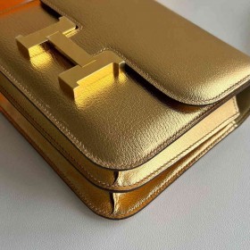 Hermes Constance 1-18 Mirror Bag in Dore Metallic Chevre Mysore Leather