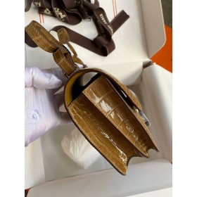 Hermes Constance 18 Handmade Bag In Beige Shiny Alligator Leather