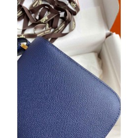 Hermes Constance 18 Handmade Bag In Blue Saphir Epsom Calfskin