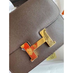 Hermes Constance 18 Handmade Bag In Chocolat Epsom Calfskin
