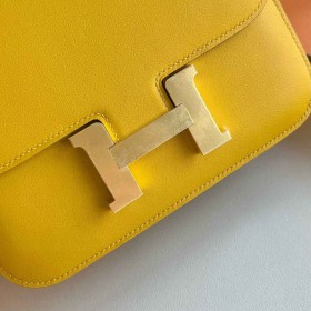 Hermes Constance 18 Handmade Bag in Jaune Ambre Swift Calfskin