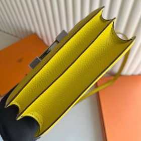 Hermes Constance 18 Handmade Bag in Jaune Naples Chevre Mysore Leather