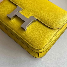 Hermes Constance 18 Handmade Bag in Jaune Naples Chevre Mysore Leather
