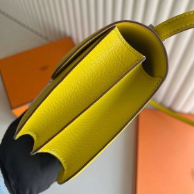 Hermes Constance 18 Handmade Bag in Jaune Naples Chevre Mysore Leather