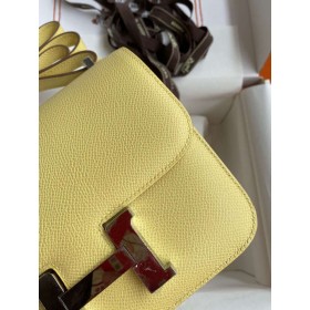 Hermes Constance 18 Handmade Bag In Jaune Poussin Epsom Calfskin