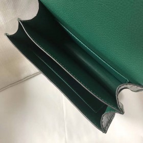 Hermes Constance 18 Handmade Bag In Green Embossed Crocodile